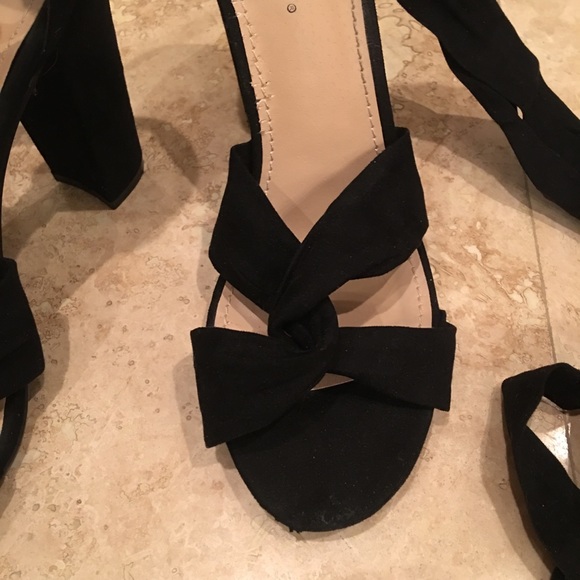 Super sexy black ankle wrap suede high sandals - Picture 4 of 8